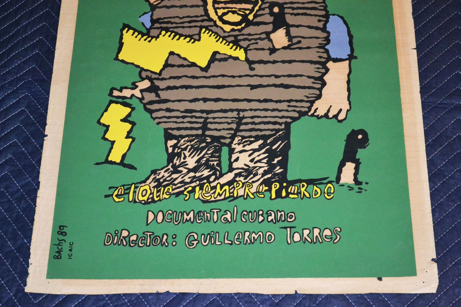 1989 Original Cuban Movie Poster Plus Mockup.Baseball art.Catcher.Gallery piece.