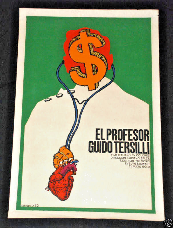 1972 Cuban Original Movie Poster.Guido TERSILLI.Italian Luciano Salce art film
