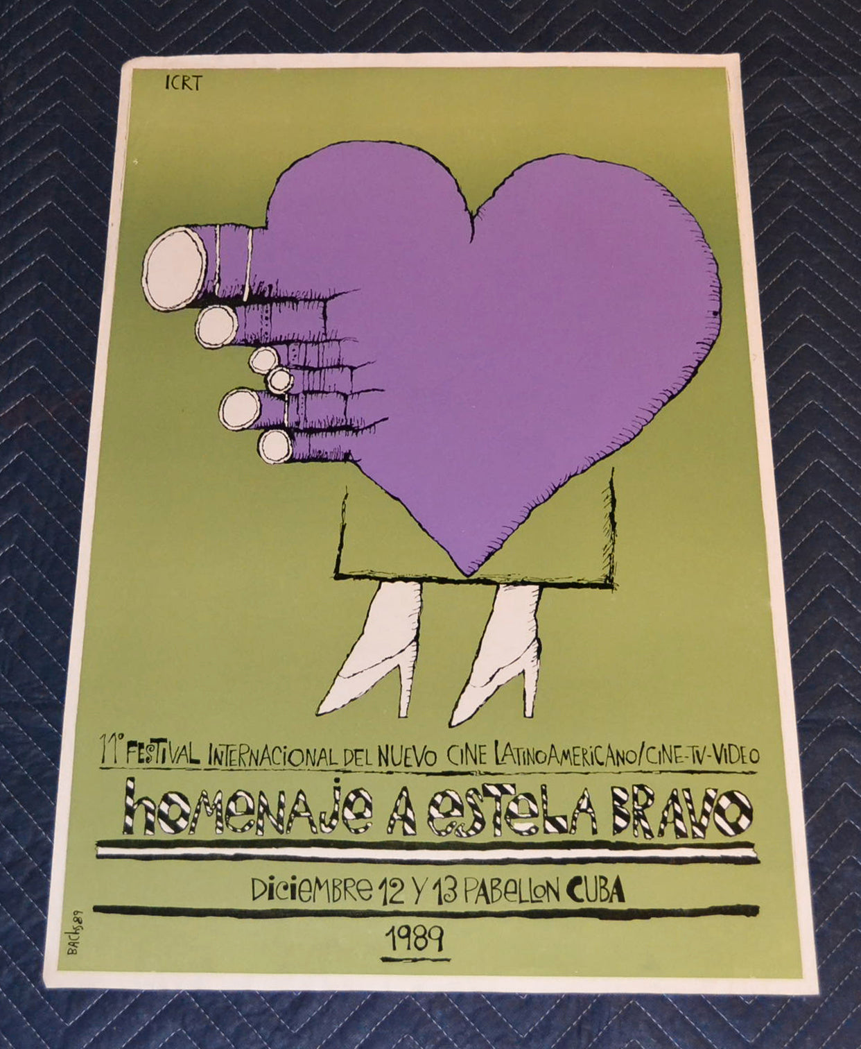 1989 Cuban movie Poster"Estela Bravo Homage"Purple Heart art.Super Rare! offset.