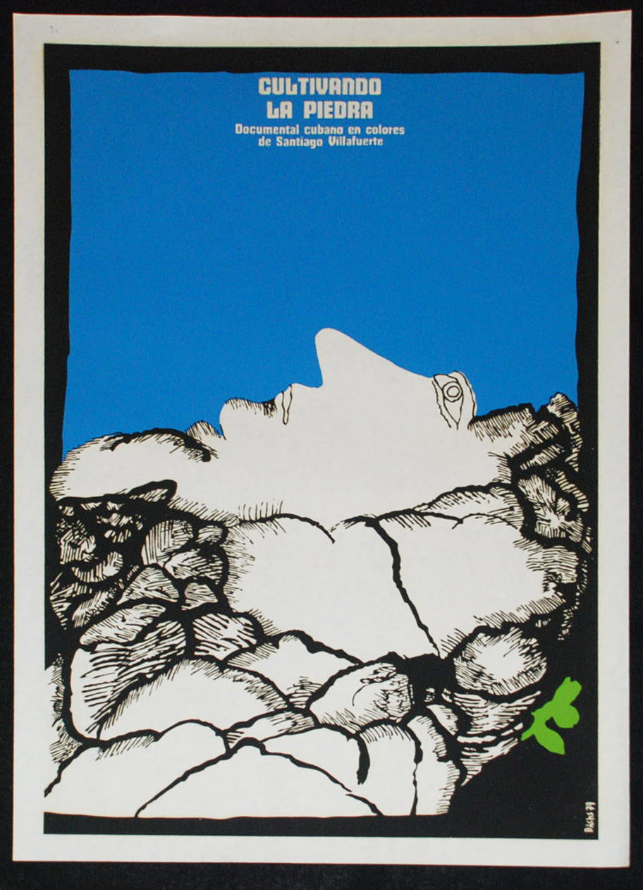 1979 Cuban ORIGINAL Movie Poster"Growing on rocks"Brain cerebral art.Authentic.