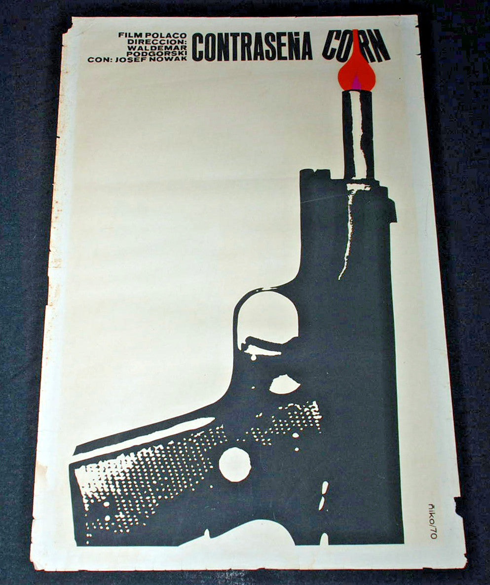 1970 Original Cuban Movie Poster"CONTRASEñA CORN"Detective spy Polish art film.