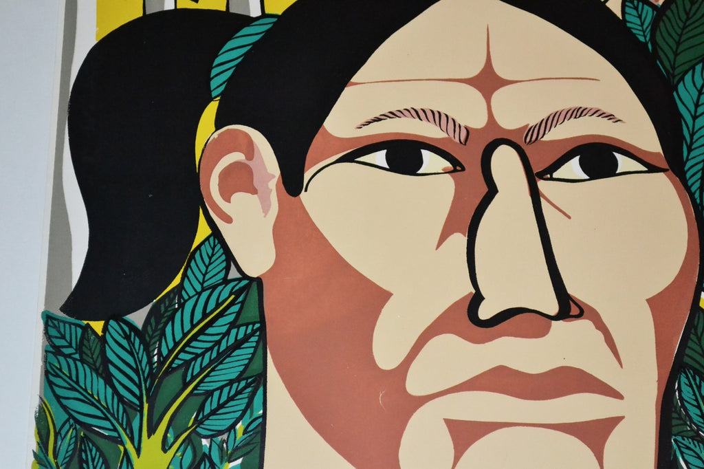 1993 Cuban SILKSCREEN Political Poster.HATUEY FirsT Guerrilla.Aboriginal art