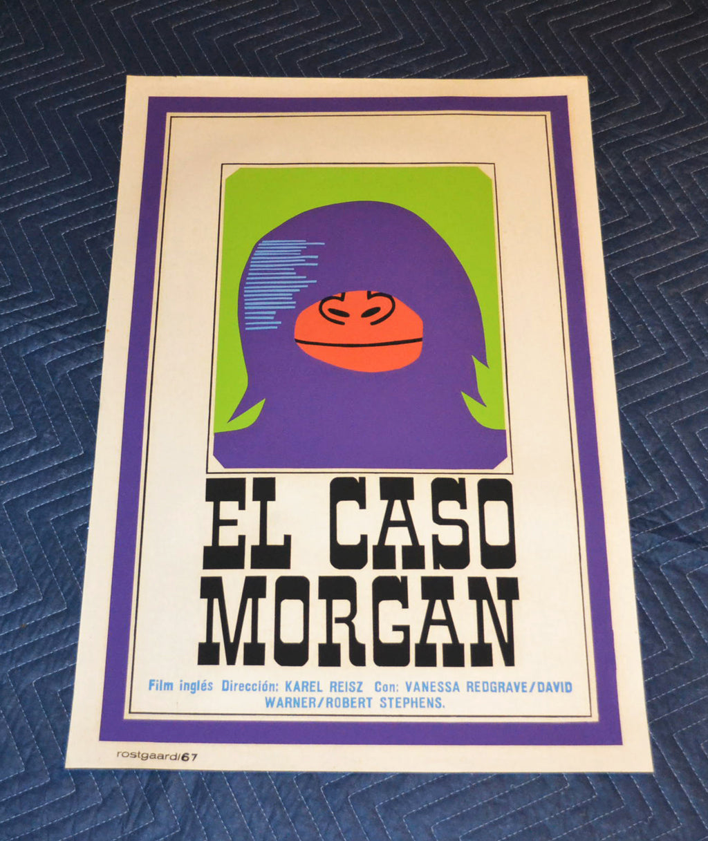 1967 Original Cuban Silkscreen Movie Poster.Caso Morgan.British film.Karel Reisz
