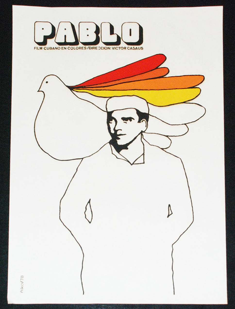 1978 Original Cuban Silkscreen movie Poster"Pablo"Peace Cinema art.Authentic.