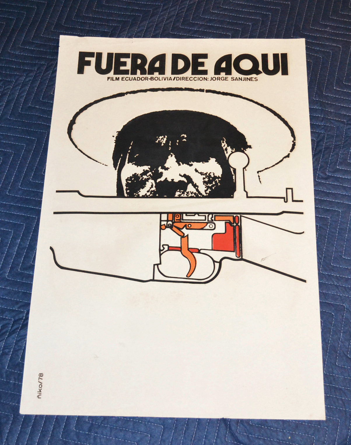 1978 Original Cuban Silkscreen Movie Poster.Get out of here.Ecuador Bolivia film