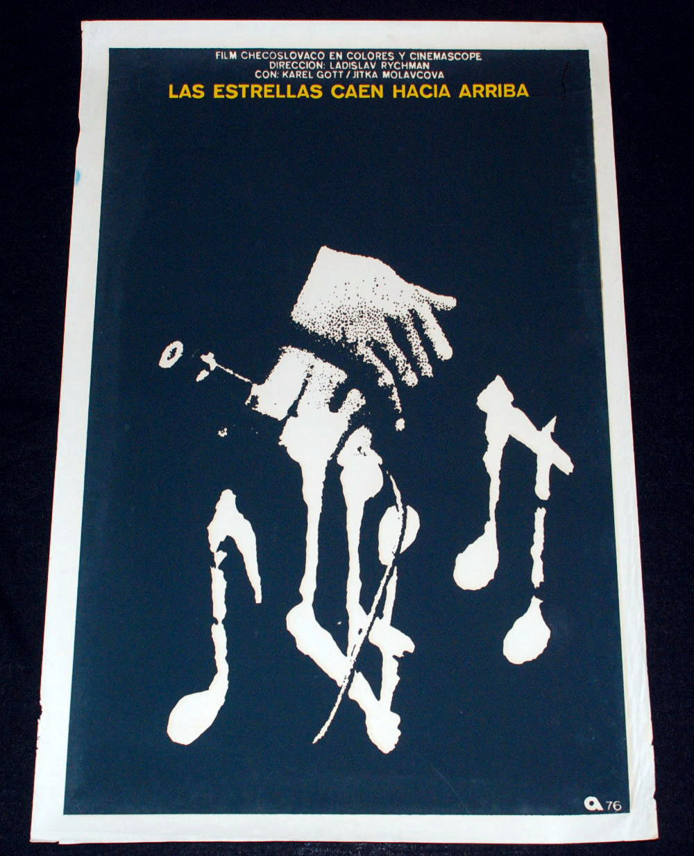 1976 Original Cuban Movie Poster"Star fall UP"Czech film Ladislav Rychman art