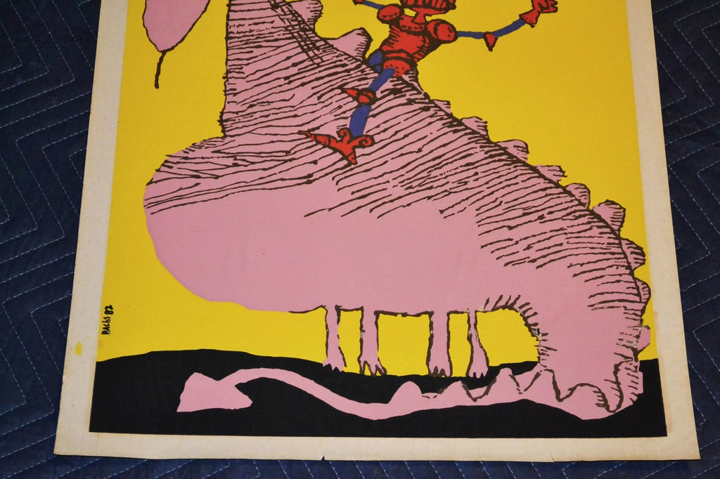 1982 Original Cuban Silkscreen Movie Poster.Viva Papi.Daddy Hero.Dragon children