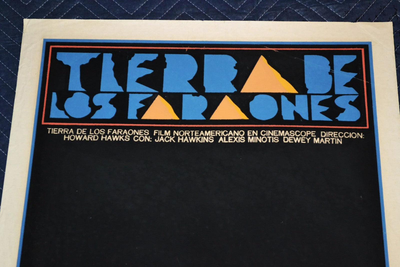 1970 Cuban Original Silkscreen Movie Poster.Land of Pharaoh.Egypt Pyramid.Art.