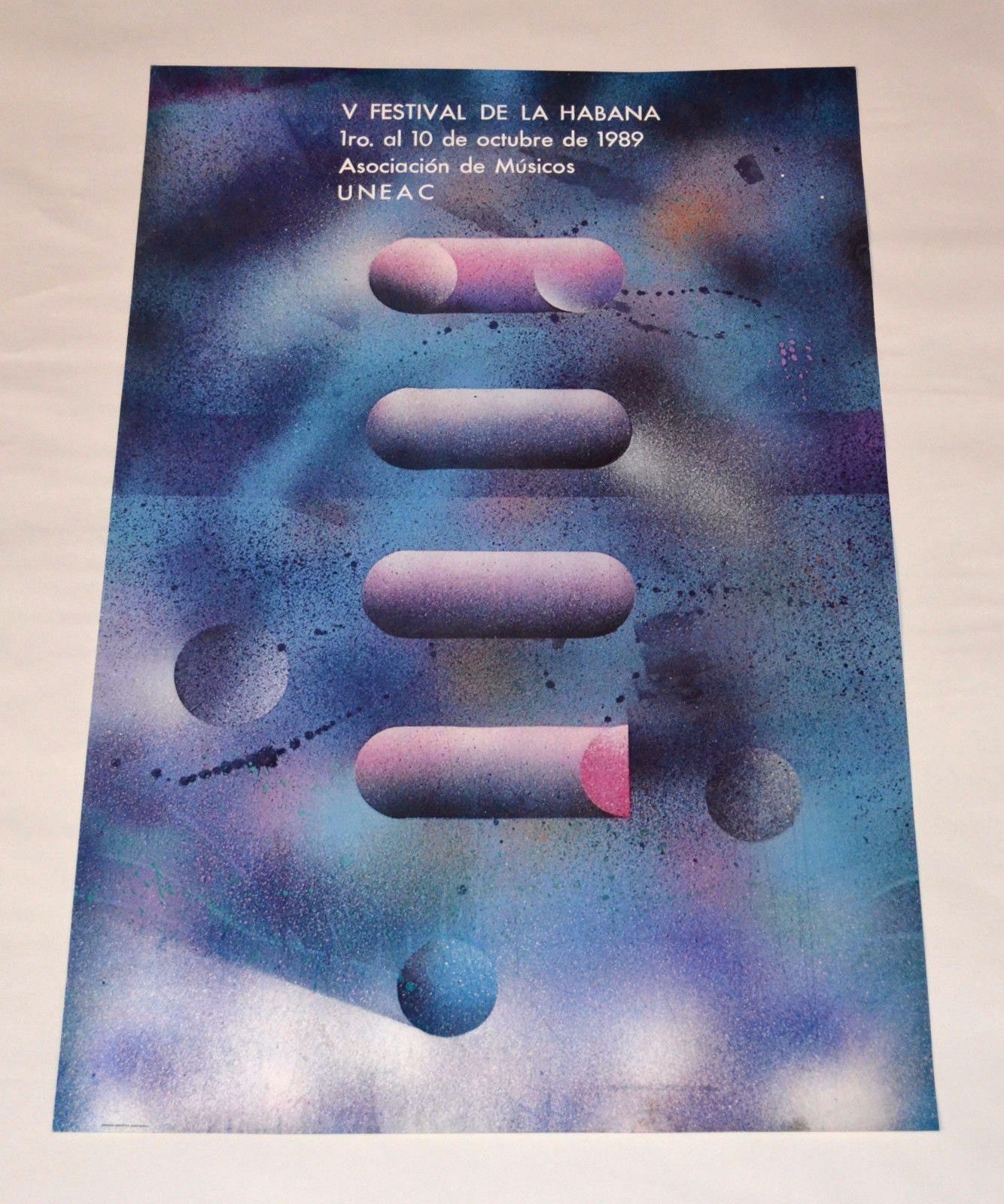1989 Cuban Original Poster.Music Festival in Havana.Rostgaard Musicians art