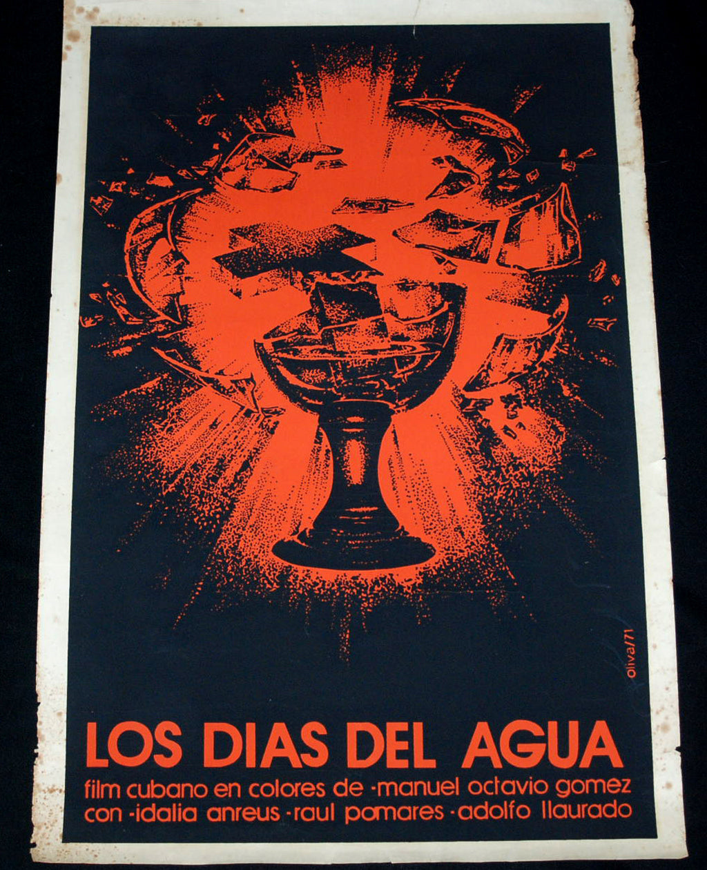 1971 Original Cuban Silkscreen Poster DIAS DE AGUA.DAYS OF WATER.Church art