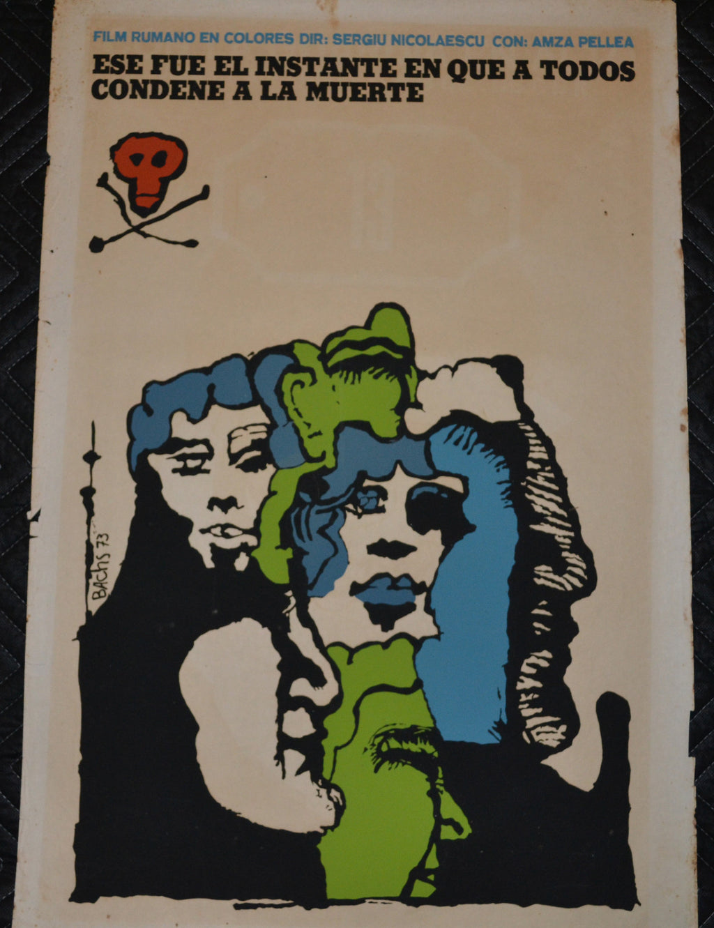 1973 Original Cuban Movie Poster"Condemned"Sergiu Nicolaescu Romanian art film