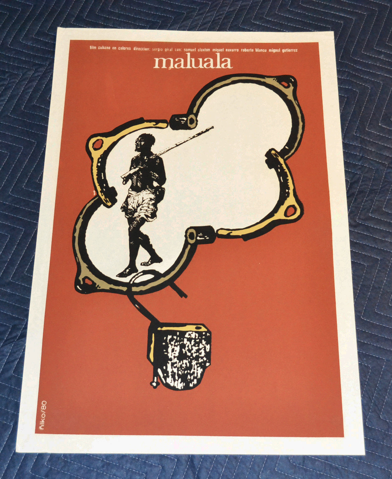 1980 Original Cuban Silkscreen Movie Poster.Maluala.Directed by Sergio Giral.Art