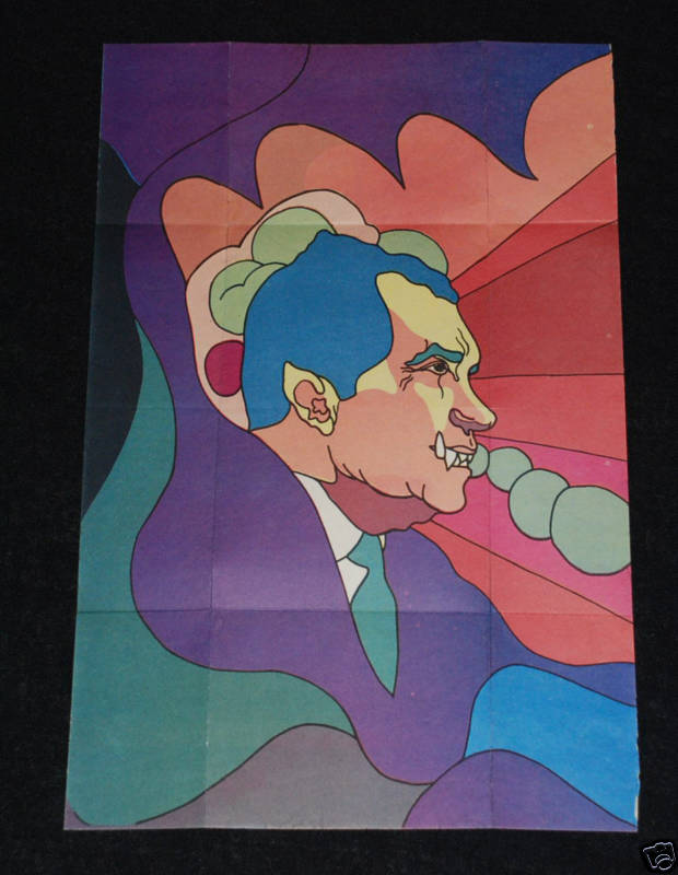 1972 Original OSPAAAL Cuban Political Poster.NIXON Werewolf Origami.Very rare!
