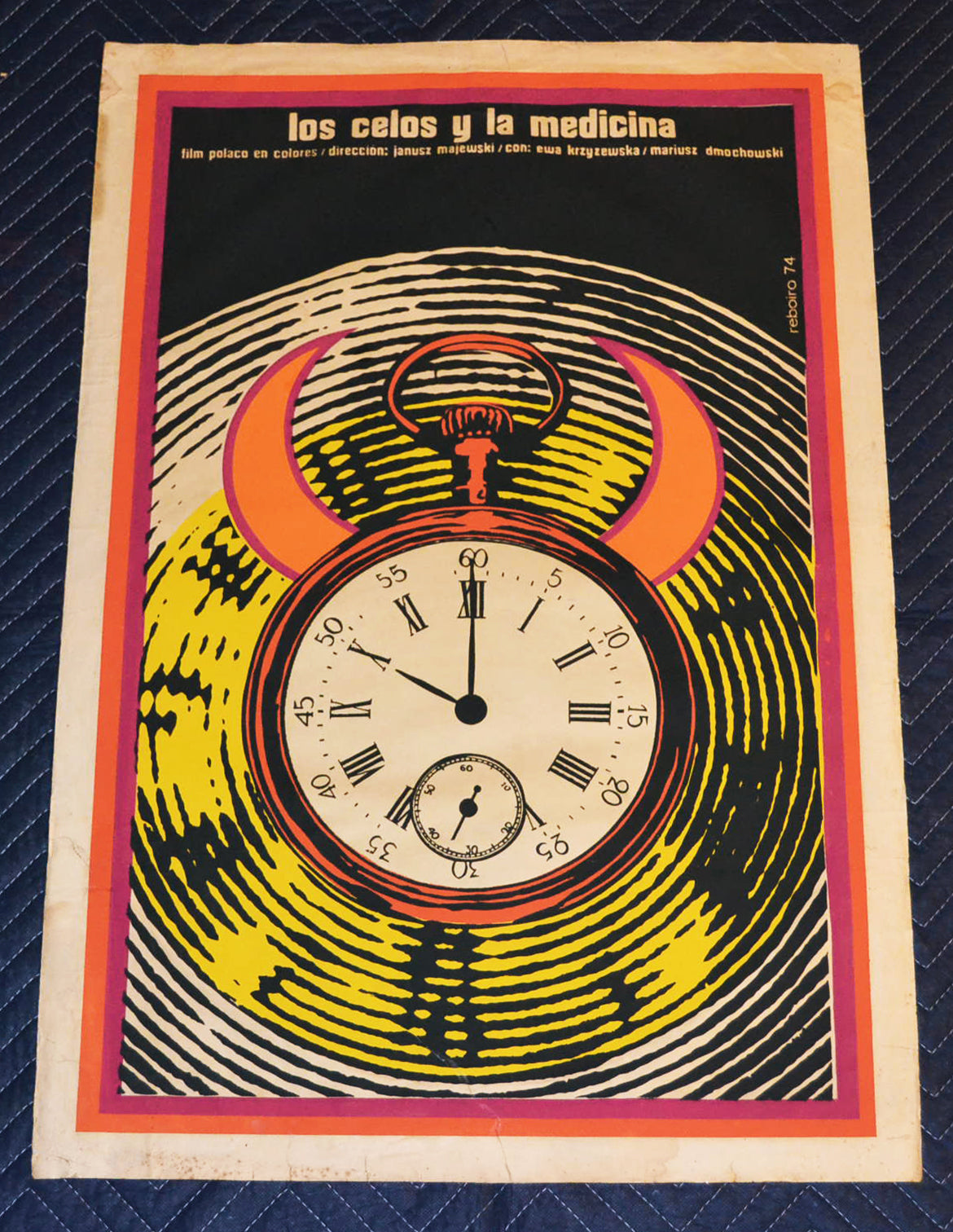 1974 Original Cuban Silkscreen Movie Poster.Jealously and medicine.Doctor watch.