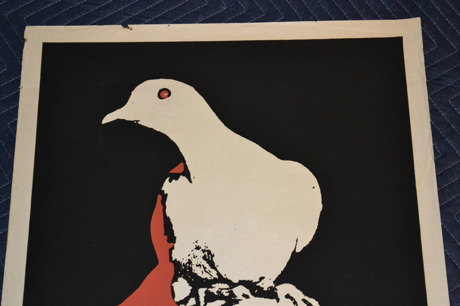 1973 Original Cuban Silkscreen Movie Poster.Bloody search for Peace.White dove.