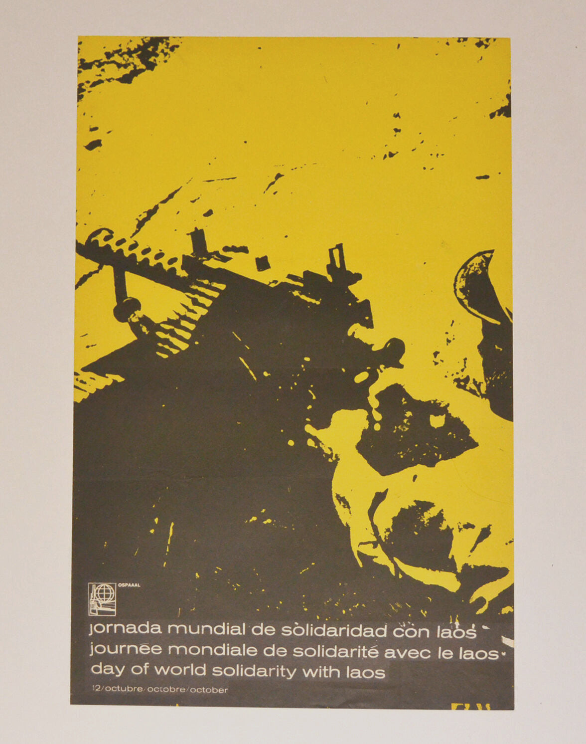1967 Cuban ORIGINAL Political Poster.OSPAAAL Cold War art.LAOS.Asian.Solidarity