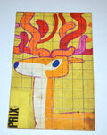 1970s Original Cuban Movie Painting MOCKUP.Gondvania Deer.Unique Art Piece.Child