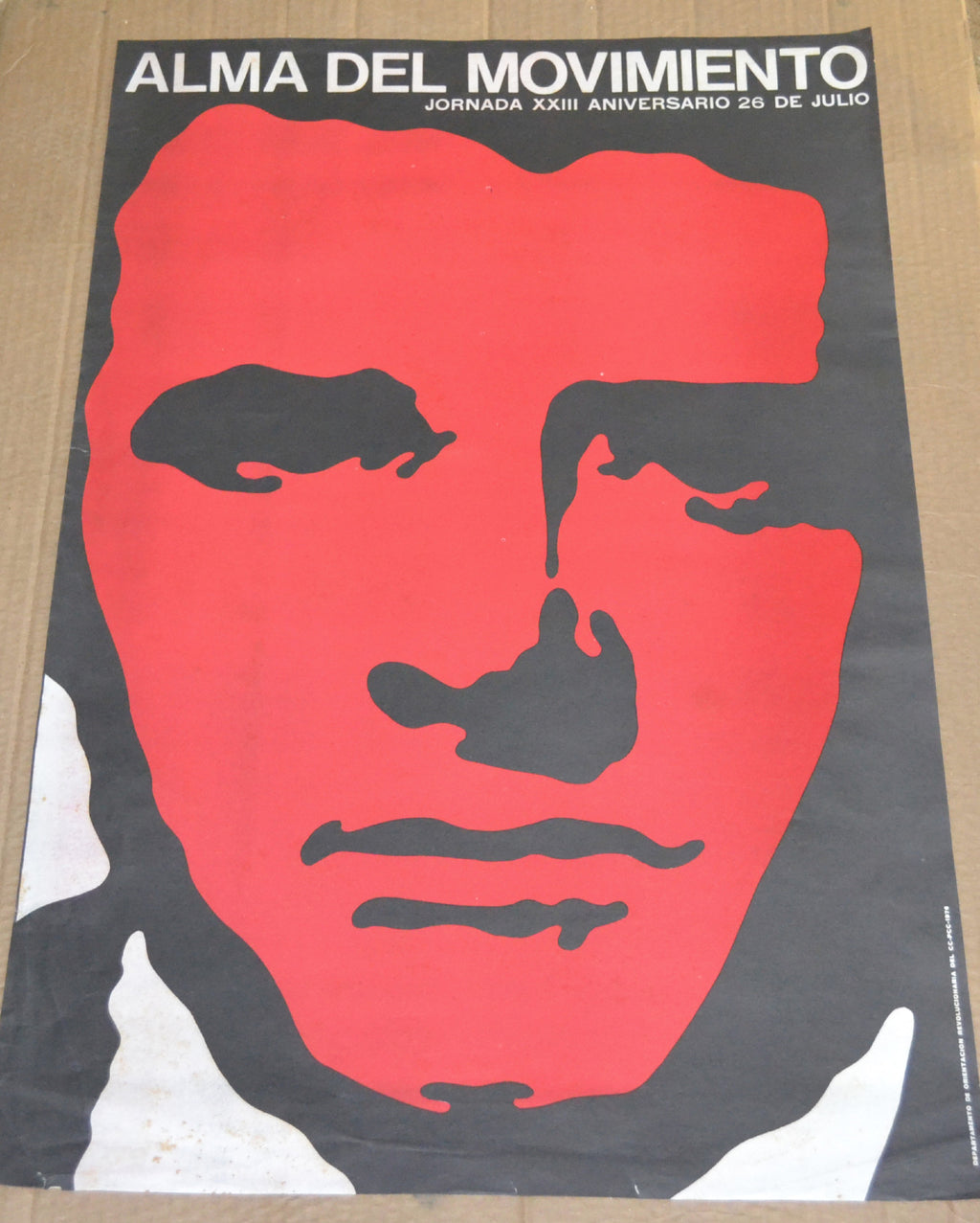 1976 Cuban Original Political Poster.Abel Santamaria.Castro Revolution History.