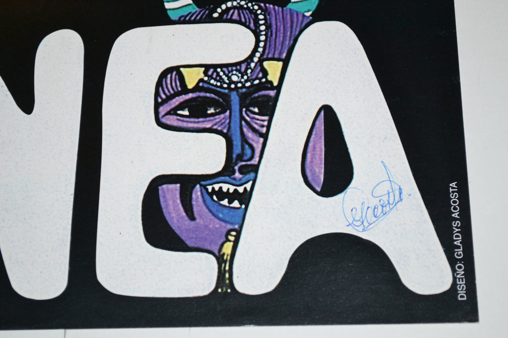1998 Cuban Political Poster.Anti-Colonialism Racism.GUINEA.Africa.Tribal.SIGNED!
