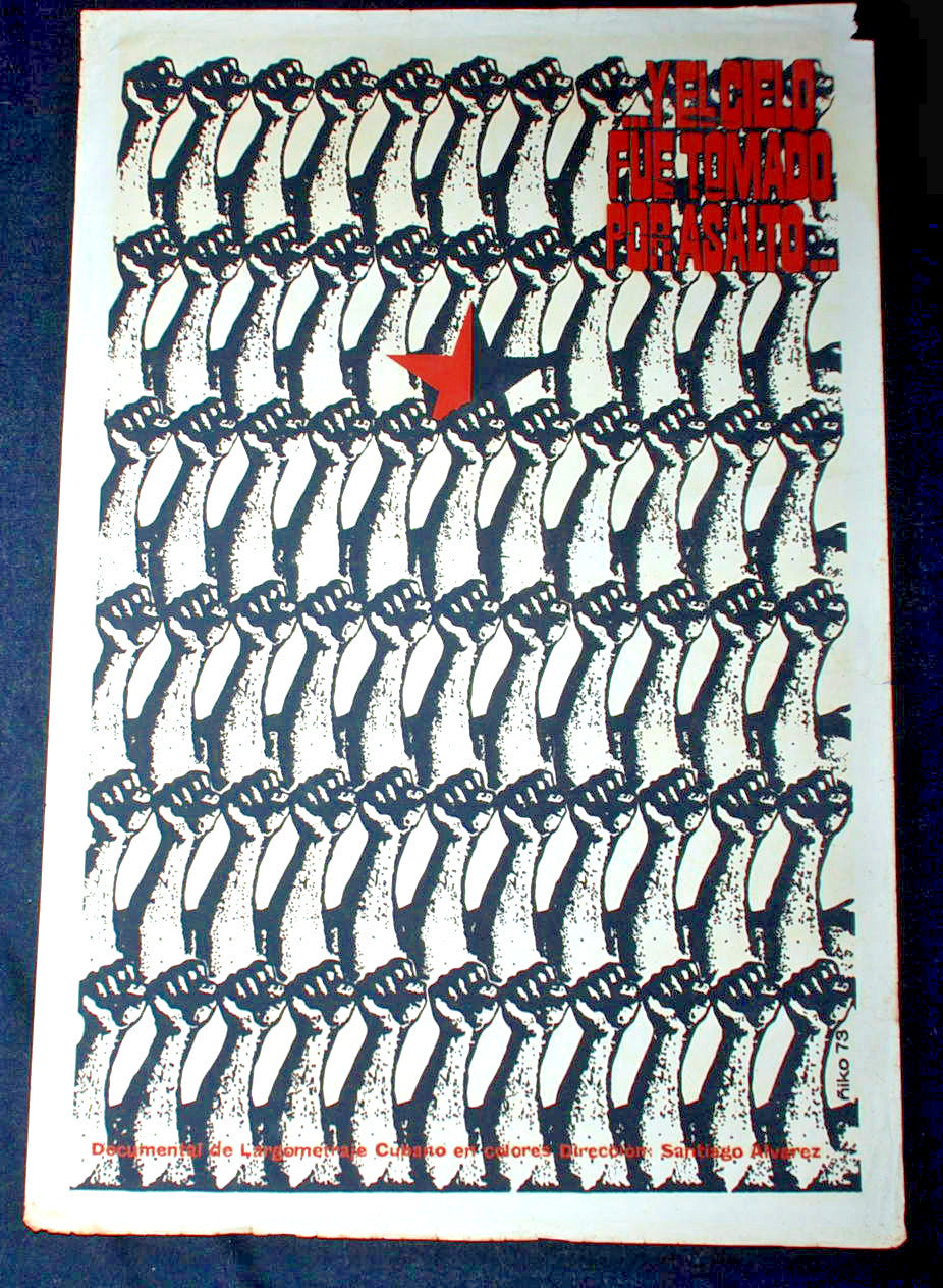 1973 Original Cuban Movie Poster"The SKY WAS TAKEN ON ASSAULT"Santiago Alvarez.
