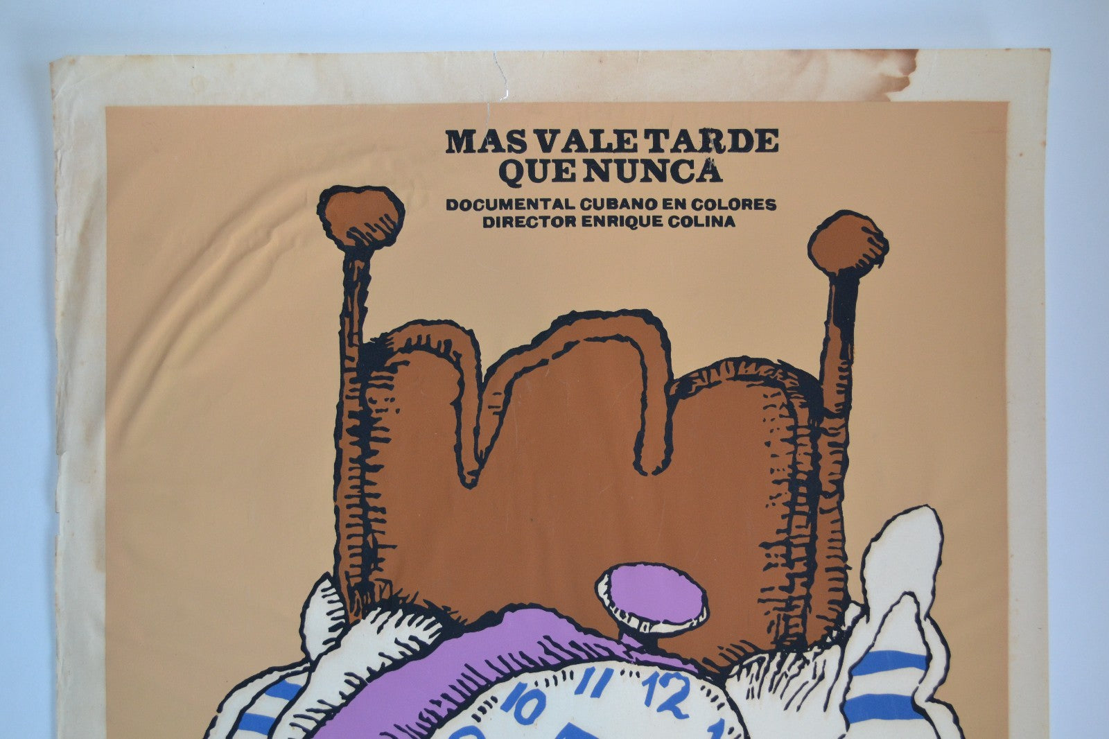 1987 Cuban Original Movie Poster PLUS Mockup/Boceto Painting.Alarm Clock.art.