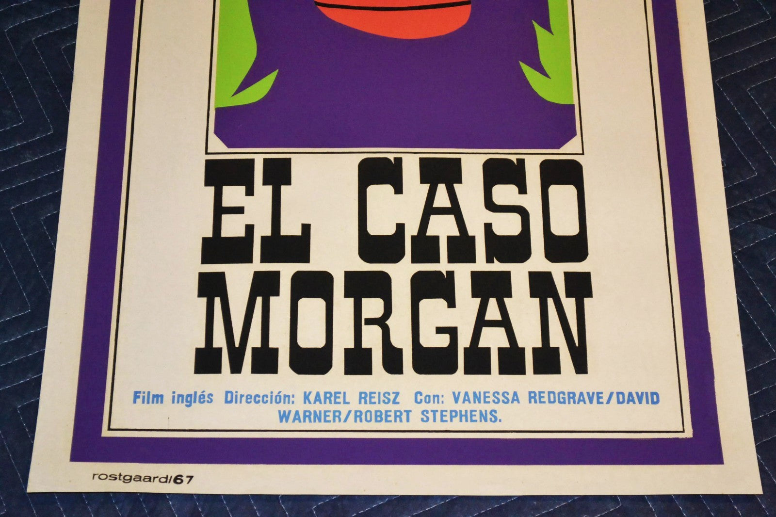 1967 Original Cuban Silkscreen Movie Poster.Caso Morgan.British film.Karel Reisz
