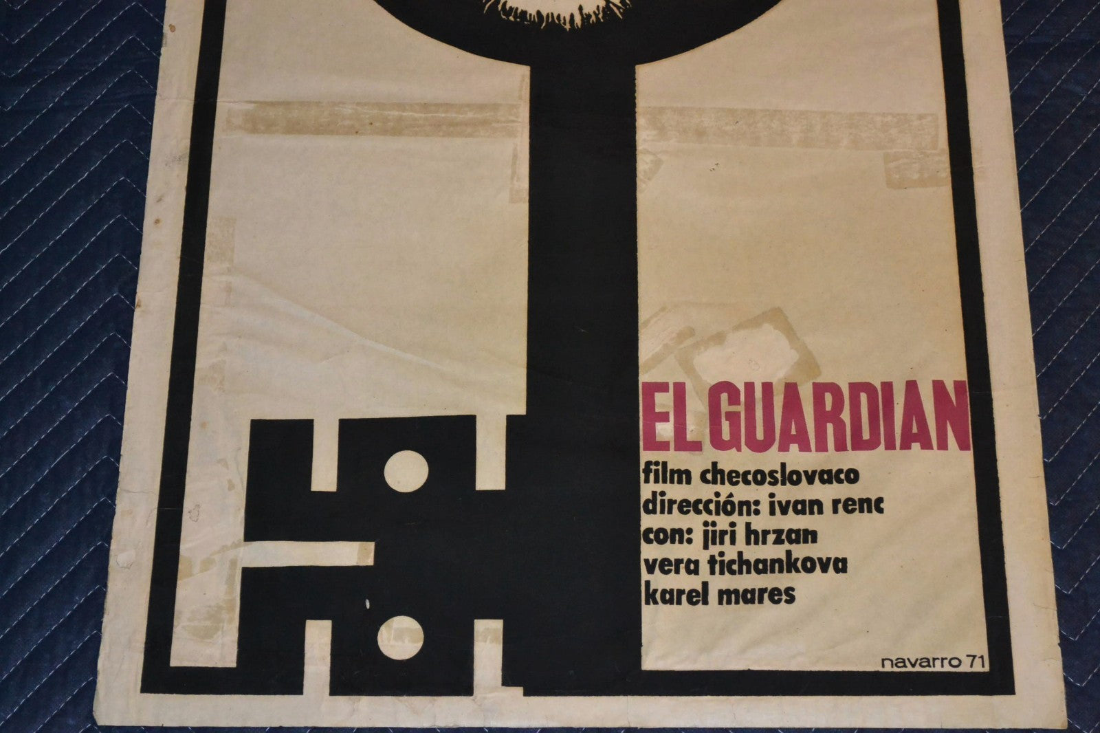 1971 Original Cuban Silkscreen Movie Poster.Prison Guard.Tiger.Czech art film.