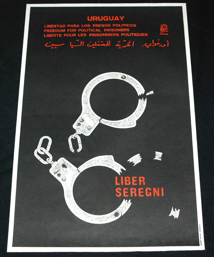 1980 Original Cuban OSPAAAL Poster.URUGUAY.Free Political Prisoner Liber Seregni