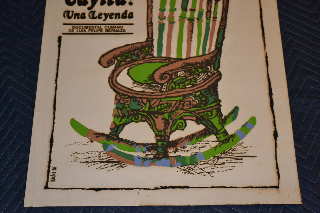 1981 Original Cuban Silkscreen Movie Poster.Cayita una leyenda.Cuba flag chair.