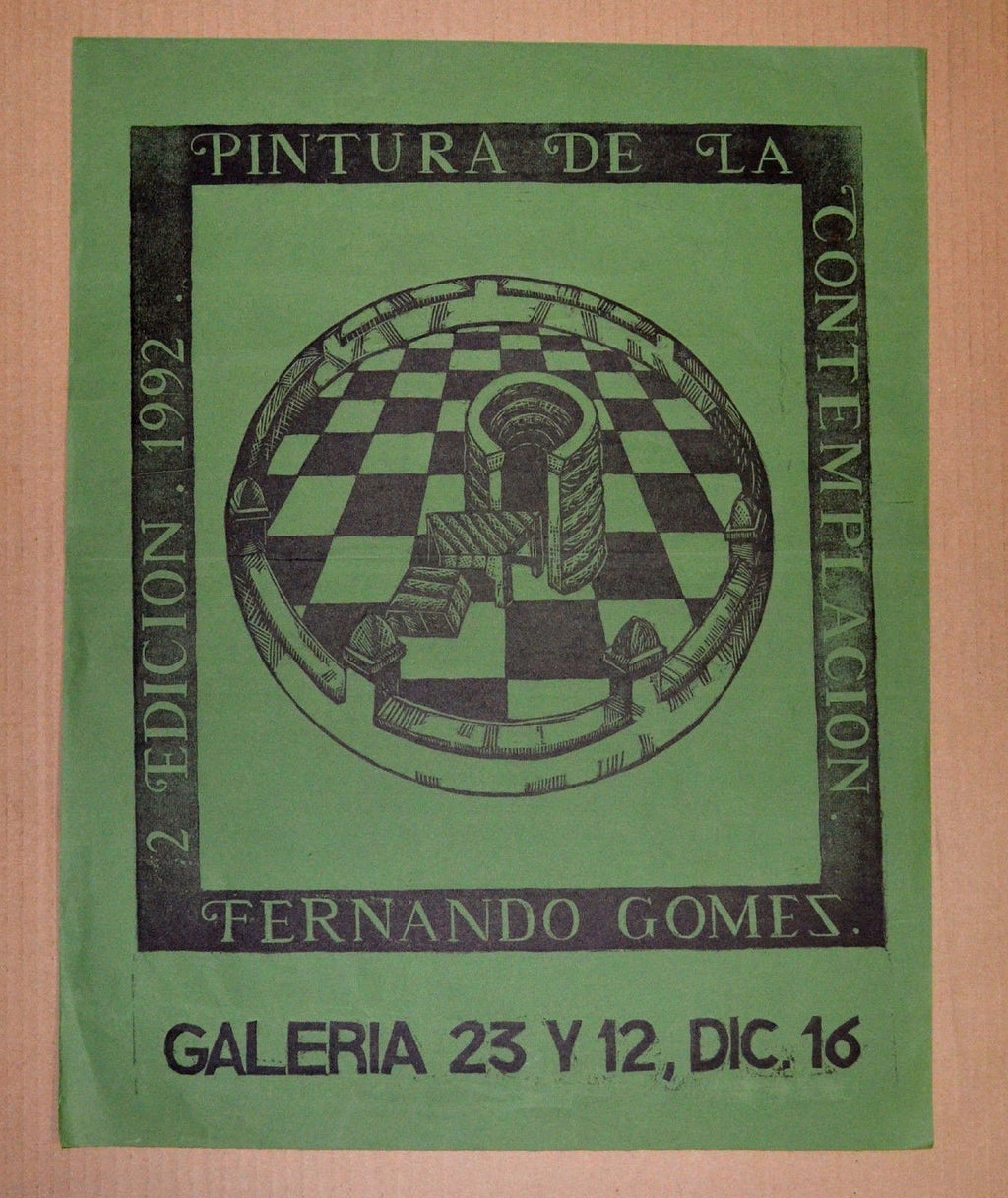 Cuban Original Cultural Poster Galeria 23 y 12.Fernando Gomez Art Design.Green.