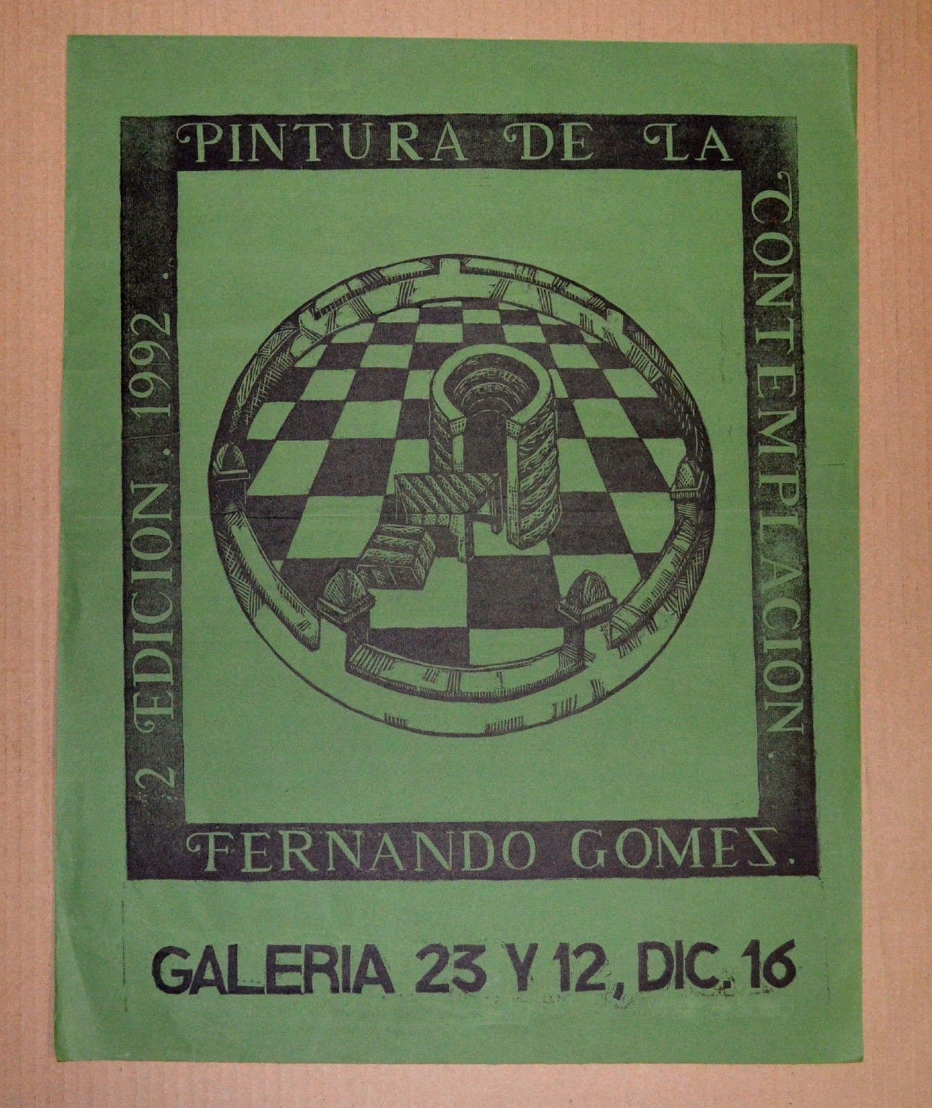 Cuban Original Cultural Poster Galeria 23 y 12.Fernando Gomez Art Design.Green.