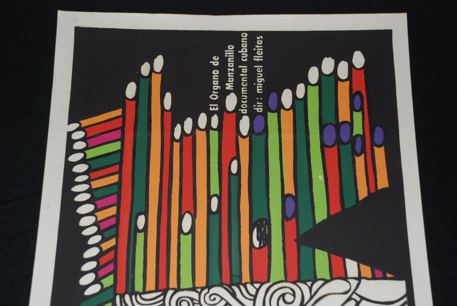 1976 Original Cuban Movie Poster"Organo de Manzanillo"Musical Organ.Colorful art
