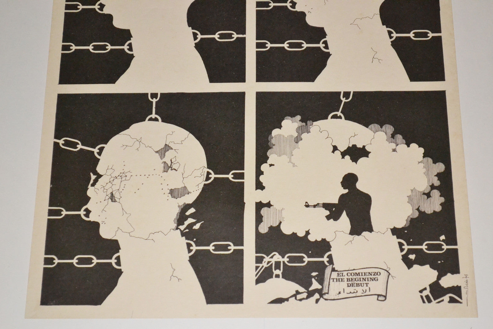 1974 Cuban Original Political Poster.Anti-Apartheid Racism.SOUTH AFRICAn.art