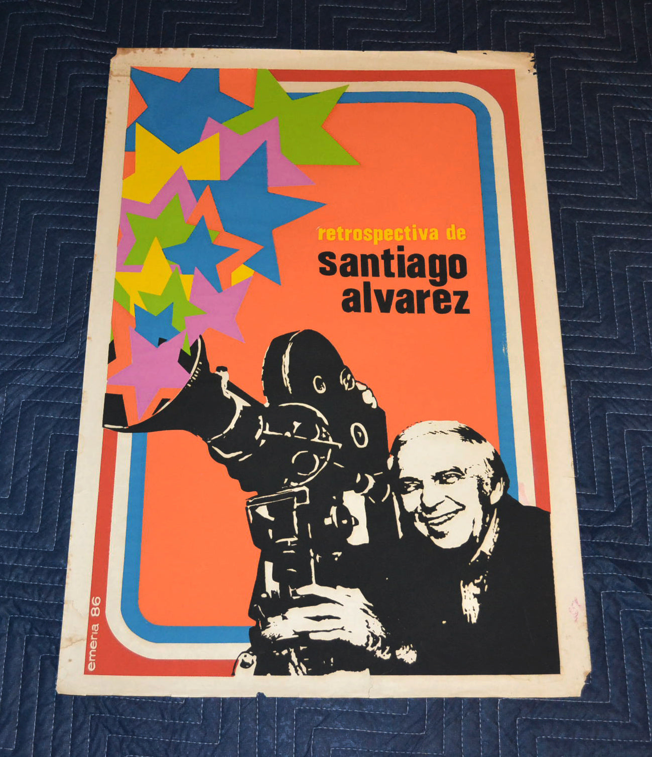 1986 Original Cuban Silkscreen Movie Poster.Santiago Alvarez retrospective.Art
