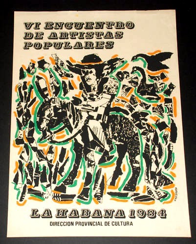 Authentic silkscreen 1984 Cuban Gallery Poster.Popular artists art show.Rare