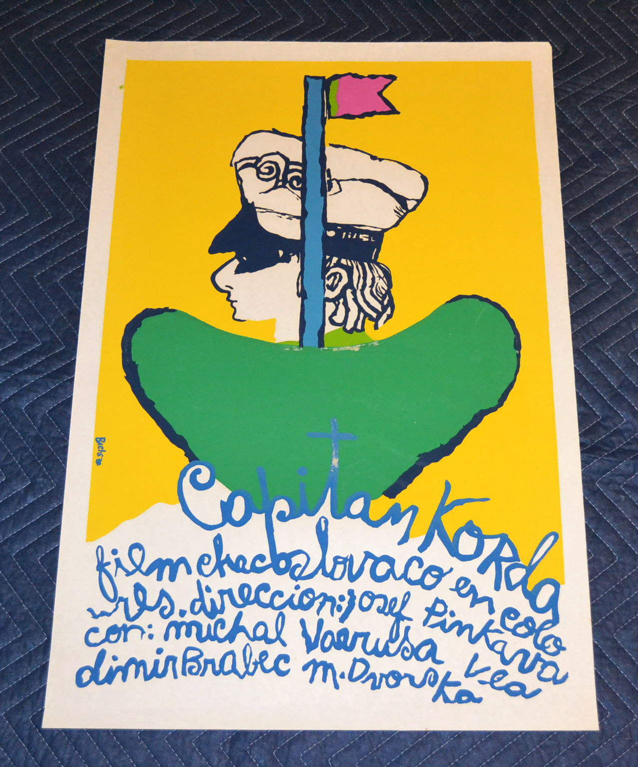 1972 Original Cuban Silkscreen Movie Poster.Captain Korda.Sailor.Marine.Lovely.