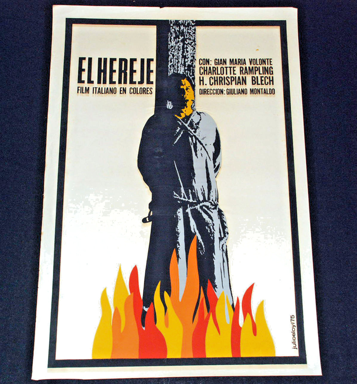1975 Cuban Original Movie Poster."Giordano Bruno"Giuliano Montaldo Italian film