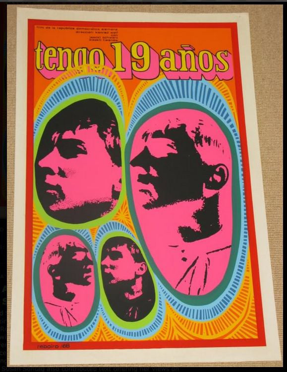 1968 Original Cuban Movie Poster MOCKUP.Tengo 19 años.Unique Reboiro Art Piece