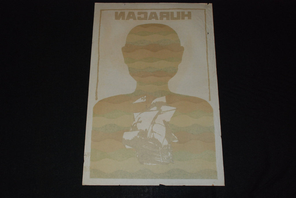 1986 Original Cuban Movie Poster.Plakat.Huracan"Hurricane"Sailship art.Sail ship