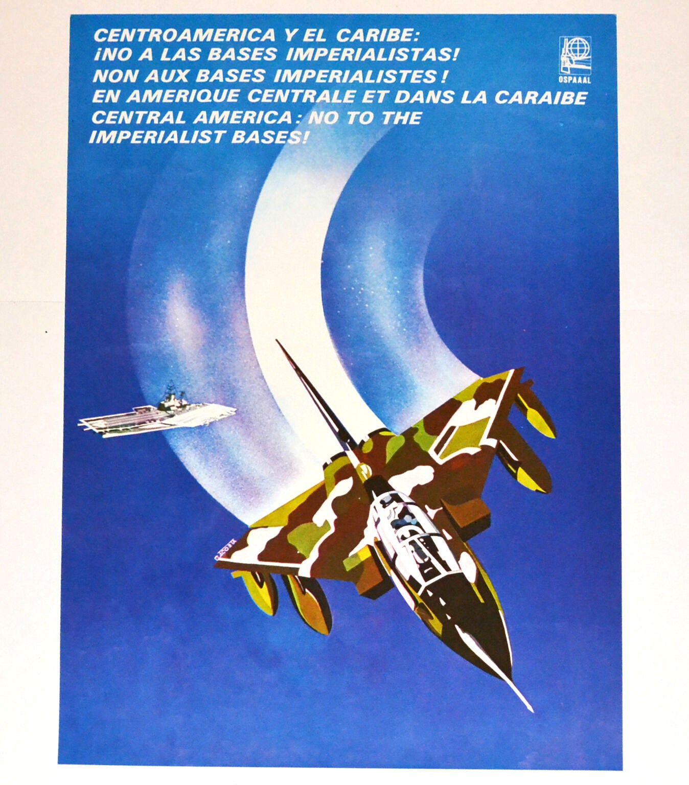1991 Original Cuba Political Poster.Cold War Graphic.No to Imperialist Bases