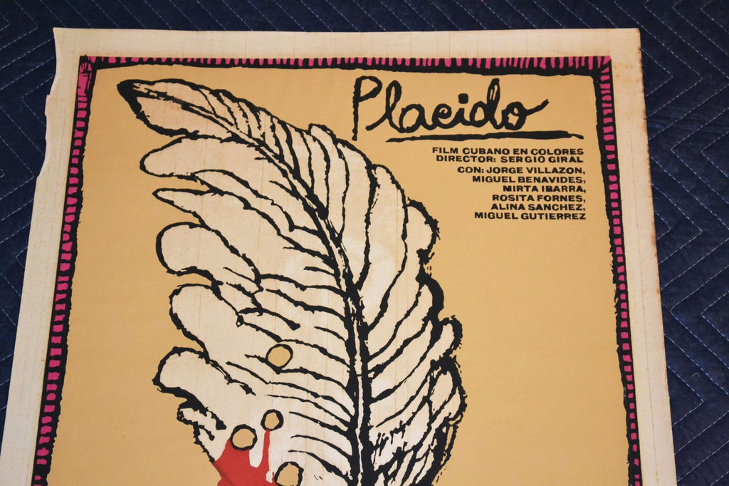 1986 Original Cuban Silkscreen Movie Poster.Placido.Cuba poet.Bloody inkwell art