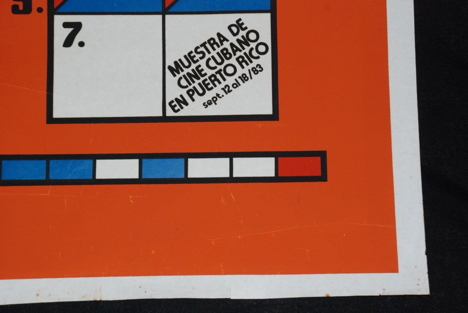 1983 Original Cuban Movie Poster"Puerto Rico Cinema"Geometric ART.Cuba flag