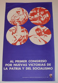 1975 Cuban Original Poster.Revolution Communist 1st Congress History.Cuba art.