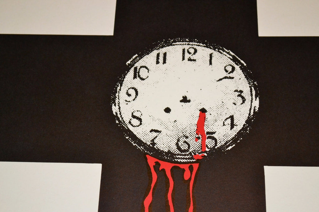 1988 Original Cuban Silkscreen Movie Poster"Time to Die.Bleeding clock on cross.