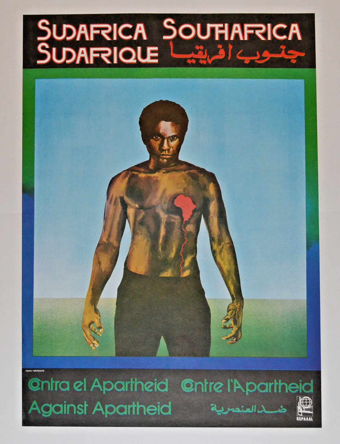 1982 Original Cuba Political Poster.South Africa Apartheid.Cold War Graphic art.