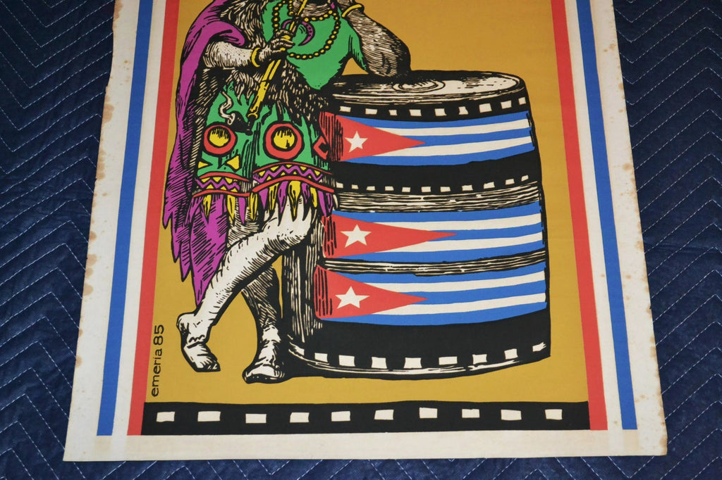 1985 Cuban Original Silkscreen Movie Poster.Peru Cinema.Peruvian smoking Tobacco