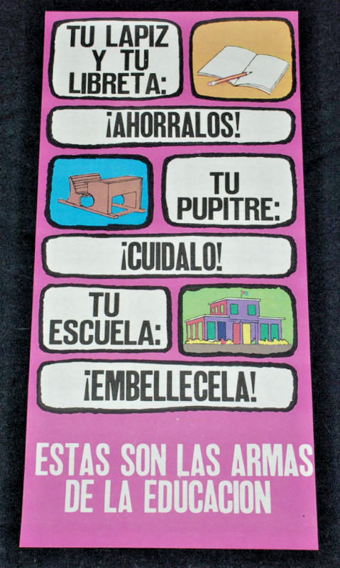 Cuban Original Poster.Genuine.School Care.Socialist Educational graphic arts