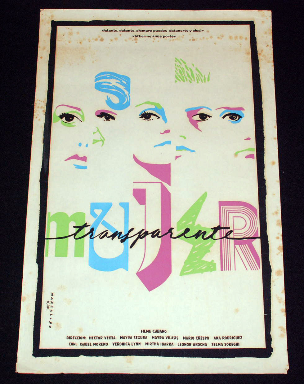 1990 Original Cuban Silkscreen Movie Poster"Transparent Woman"Plakat.Afiche art