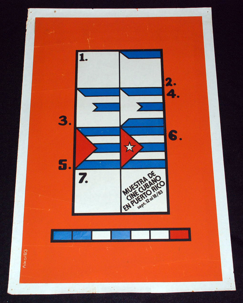 1983 Original Cuban Movie Poster"Puerto Rico Cinema"Geometric ART.Cuba flag