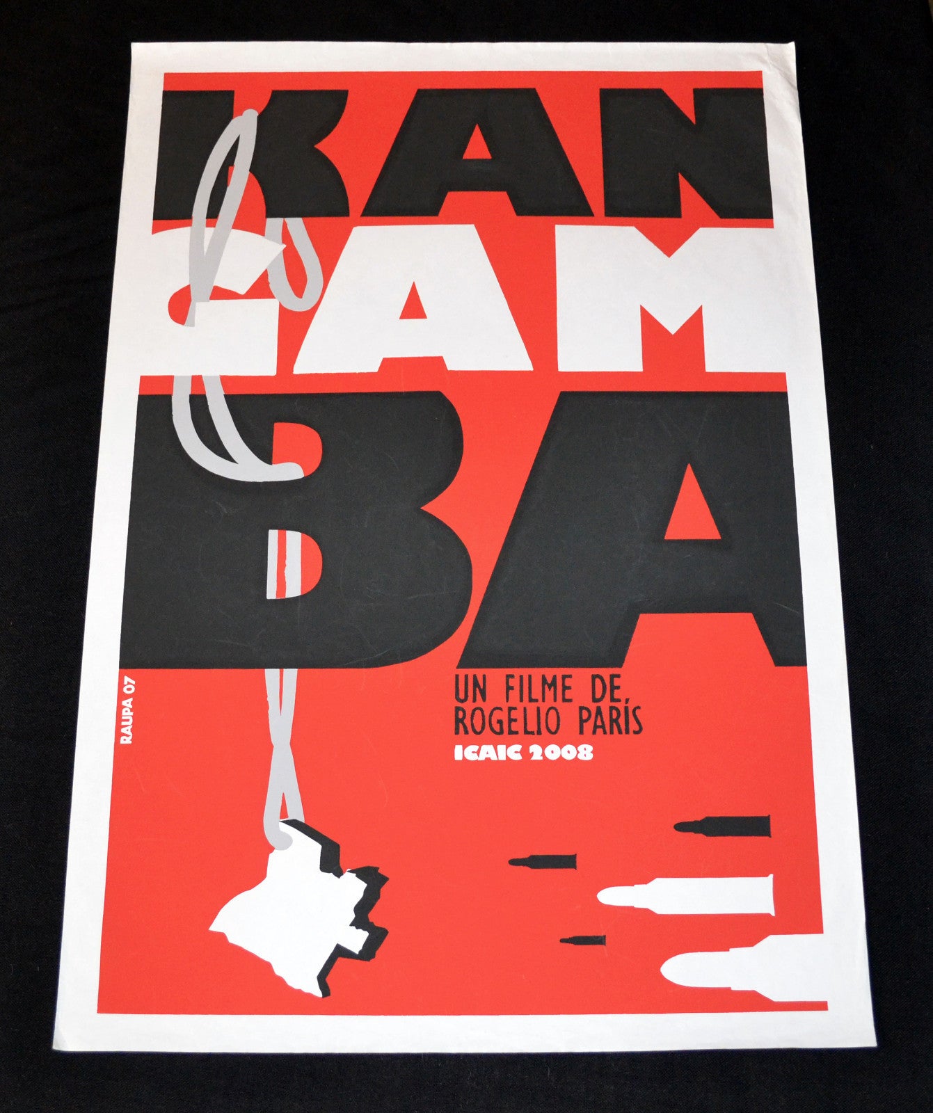 2007 Cuban Original Movie Poster"Kangamba"Rogelio Paris art documentary.Raupa